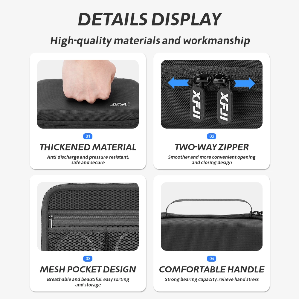 Torba/etui XFJI ze skóry PU, odporna na upadki, twarda obudowa, torebka na akcesoria fotograficzne do OPPO Find X9/9 Pro — zdjęcie produktu 5