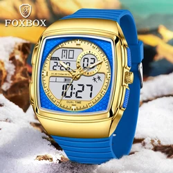 LIGE Brand FOXBOX Digital Mens Watch Fashion Sport Quartz Wristwatch 50M Waterproof Multifunctional LED Watches Men Reloj Hombre