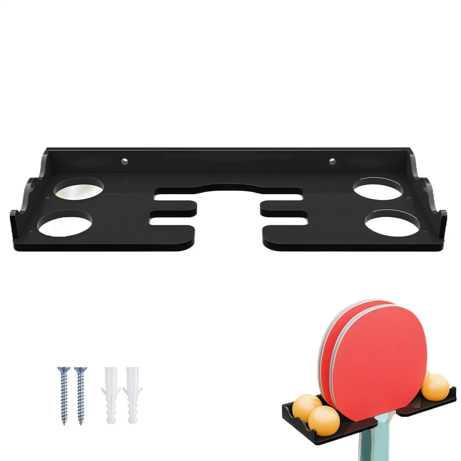 Table Tennis Wall Mount Paddle Holder Shatterproof Heavy-Duty Acrylic Storage Rack for Garage Gym Club Office Home