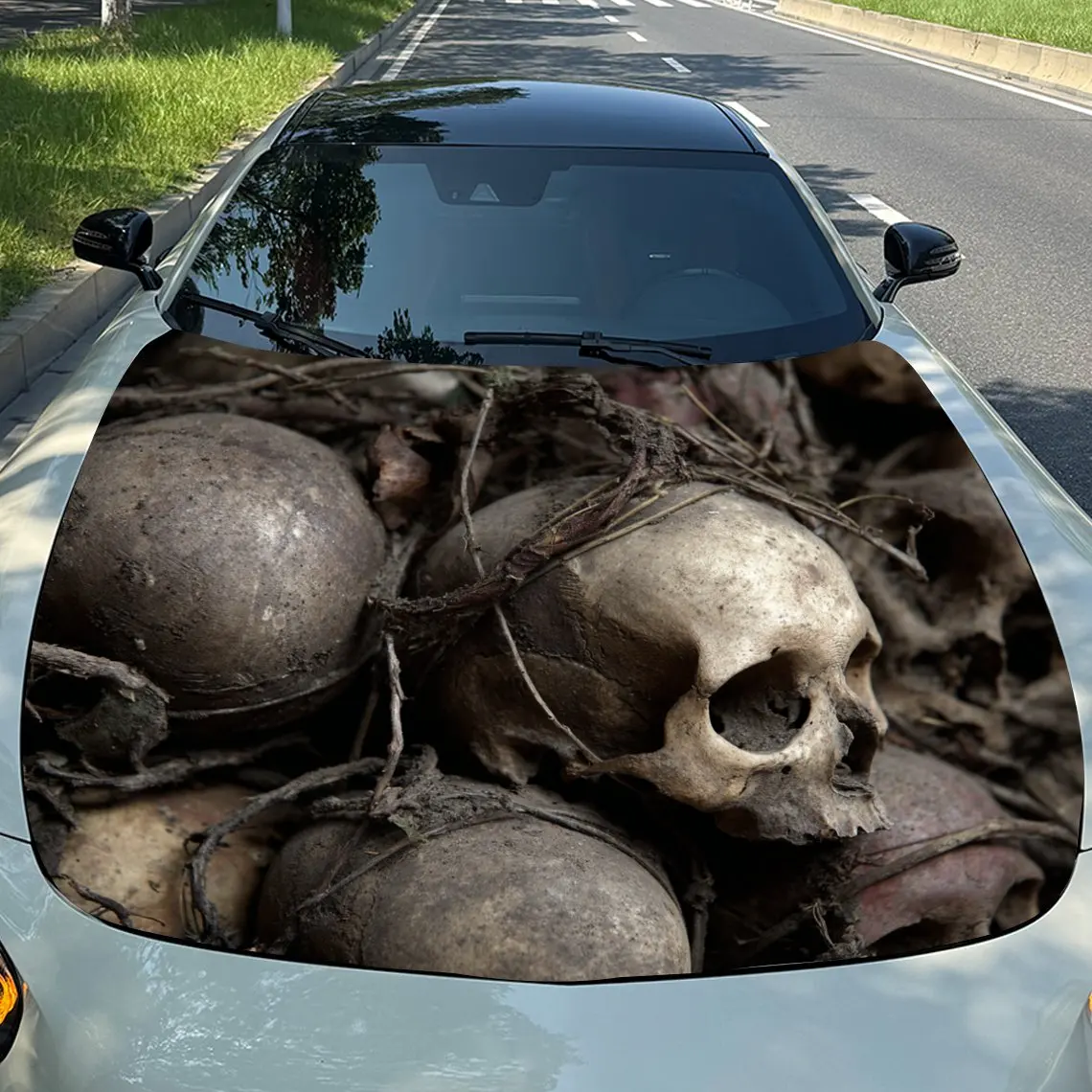

Vine Skeleton Pile Car Hood Sticker, Durable PVC Vinyl Film Suitable For Most Vehicles, Hood Protection Film Gift, Car Parts | R