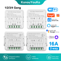 1/2/3/4 Gang Tuya WiFi Smart Switch Module With Dual Way Control, Smart Life Automation DIY Breaker Work with Alexa, Google Home