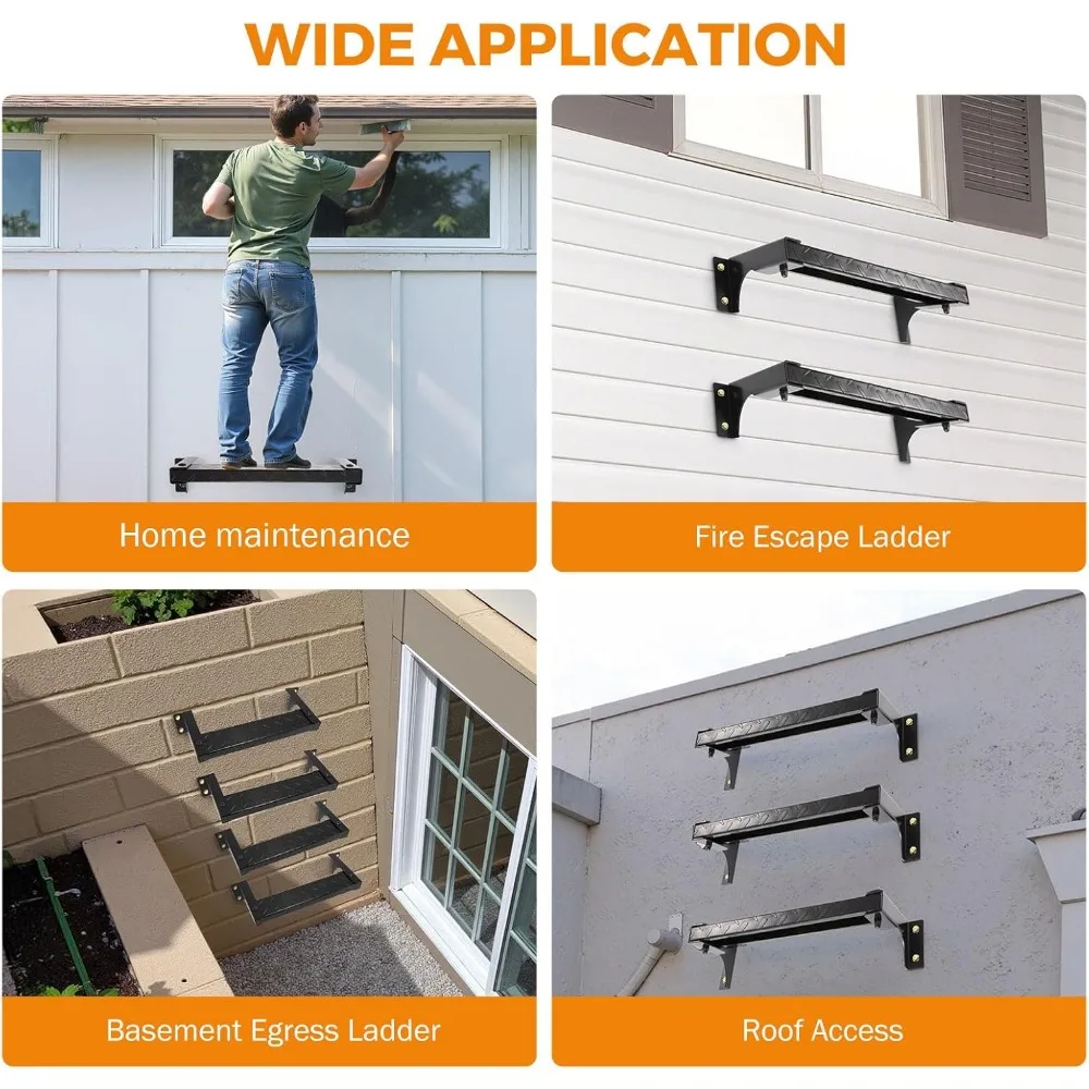 سلم نافذة Well Egress، 3.15 حلقات واسعة، تصفية حائط 7.9، طول 15.7، حديد سميك 3.2 مم، قابل للتركيب على الحائط لخروج الطوارئ