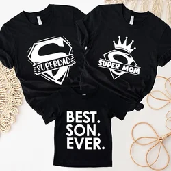 Family Matching Outfits Set Super Mom Dad Best Son Ever Funny Tee Shirt Lovely Birthday T-shirt Funny Family Party Graphic Tops