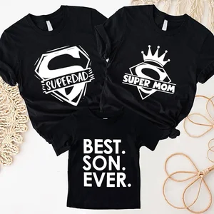 Set Pakaian Keluarga yang Serasi Super Mom Dad Best Son Kaus Lucu T-shirt Ulang Tahun yang Indah Atasan Grafis Pesta Keluarga Lucu 8 ibu super penjualan terbaik - №