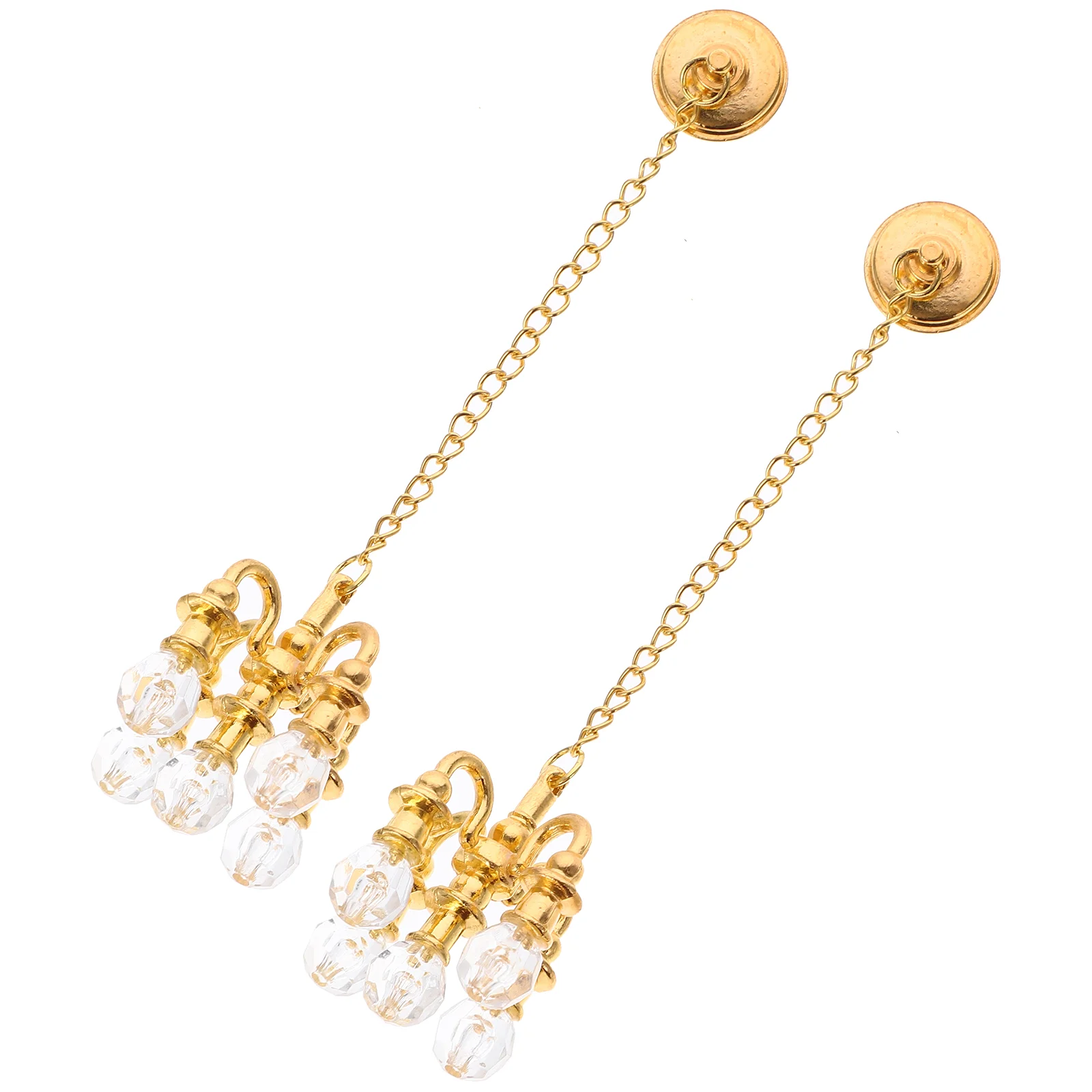 

2 Pcs Mini Crystal Chandelier Lamps Pendants Adornment Miniature Ceiling Light DIY Hanging House