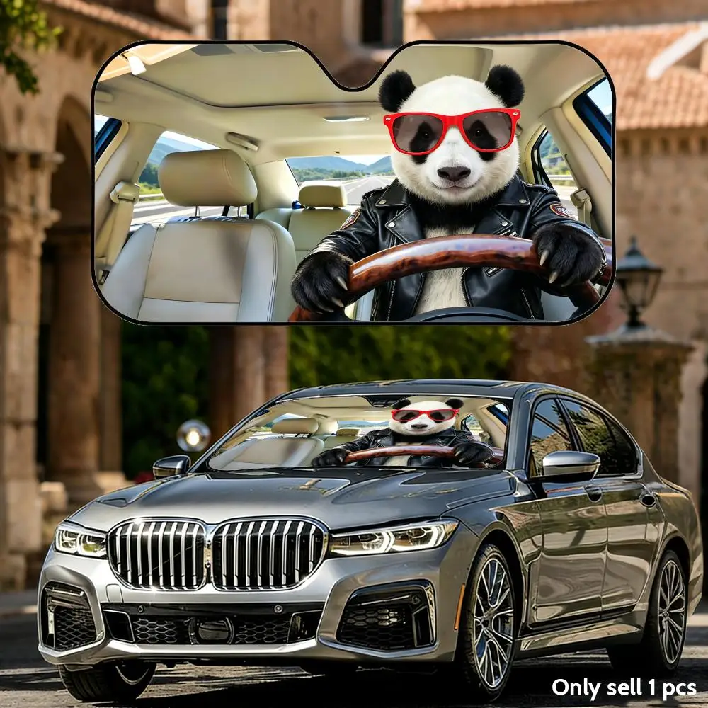 

Panda Animal Driving Sun Visor Aluminum Foil Windshield UV Protection Heat Insulation Cover Foldable Reusable Sun Visor Shade