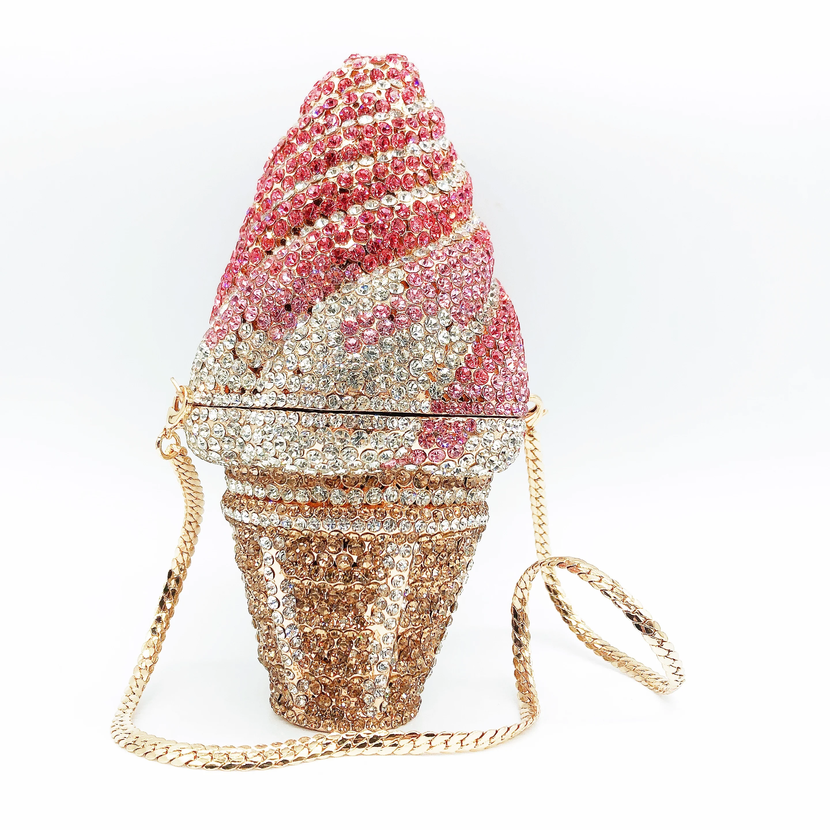 Pochette crème glacée rose, sac de fête pastel doux pour femme. Sac à main sur le thème du dessert personnalisé OEM, vente en gros à faible MOQ de l'usine directe