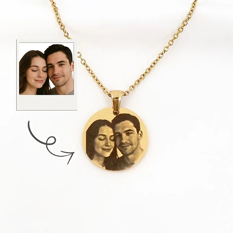 

Ожерелье с фотографией на заказ, ожерелье с подвеской в виде фото, персонализированное ювелирное изделие в виде диска из нержавеющей стали, подарки на годовщину для женщин