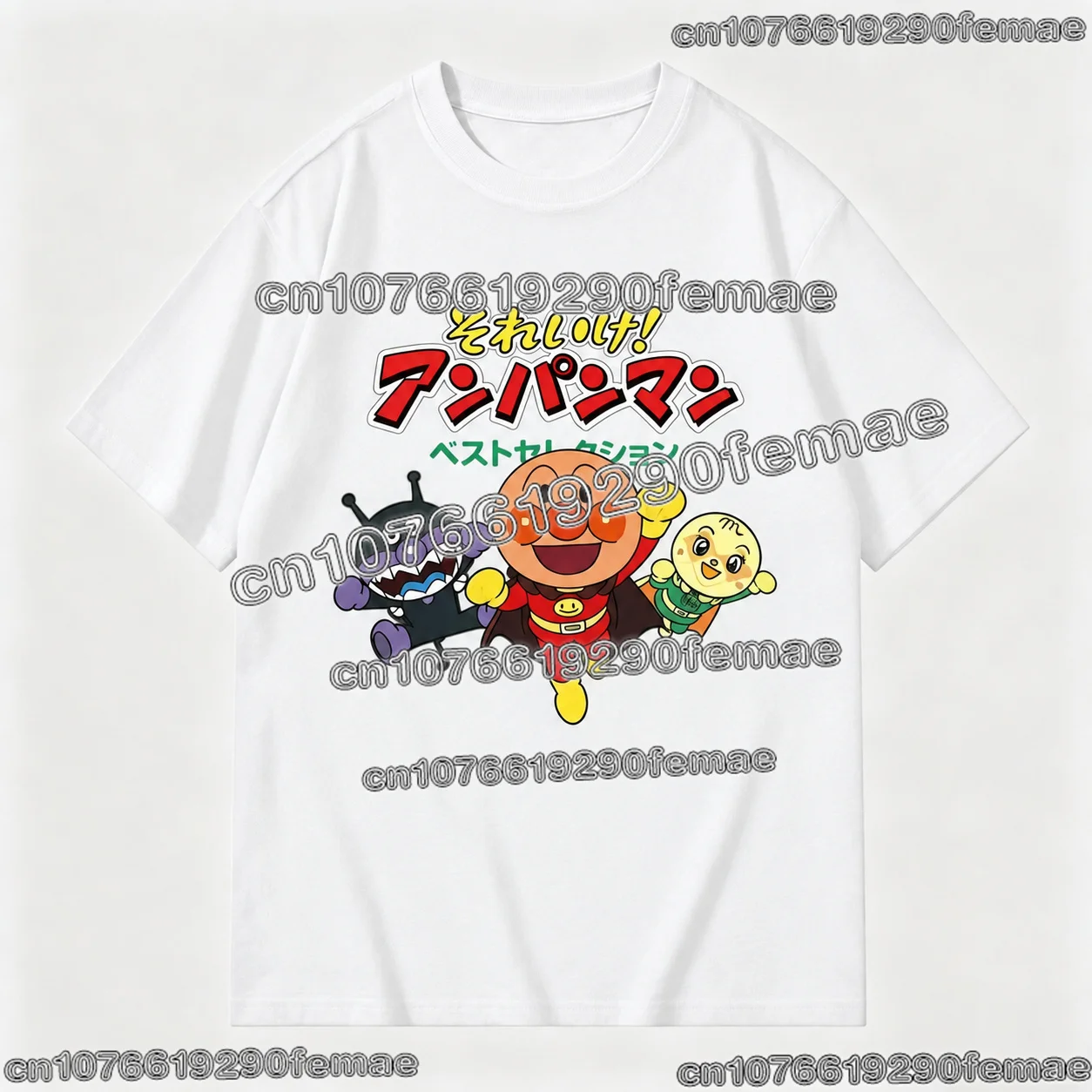 Niedliches ANPANMAN-Cartoon-Print-T-Shirt für Kinder, Unisex, Sommer, lässiges T-Shirt, kurzärmelig, mit grafischem Motiv, Rundhalsausschnitt, Streetwear, bequemes Oberteil. – Detail 4