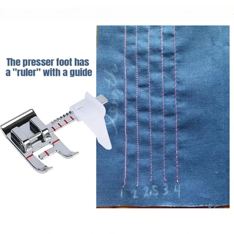 Universal Adjustable Guide Presser Foot for Sewing Machine with Ruler Quilting Straight Stitching Seam Guide Foot