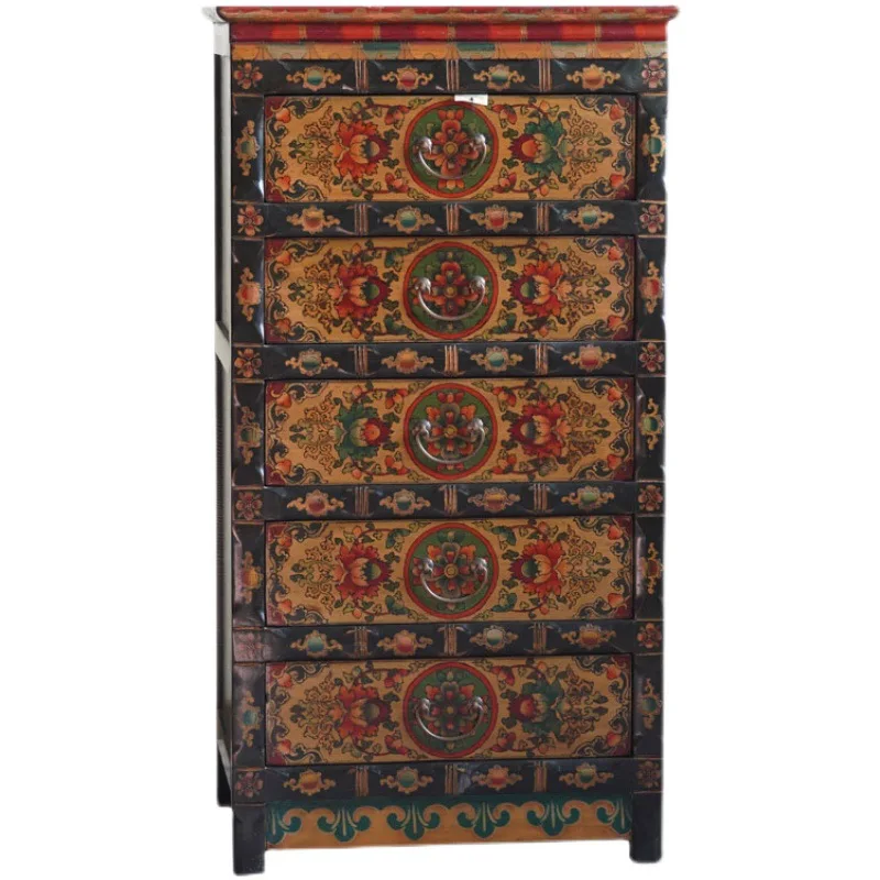 Chinese antique corner cabinet, retro vertical cabinet, bedroom side cabinet, Qingzang