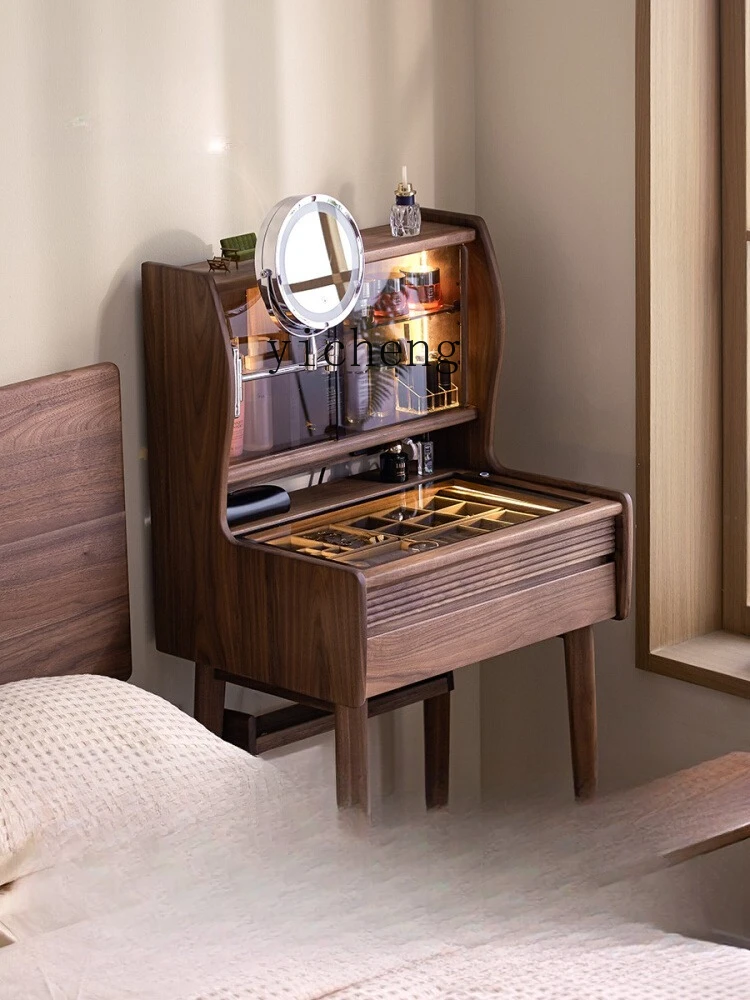 

LXC Solid Wood Dressing Table Small Apartment Retro Bedroom Desk Small Bedside Makeup Table