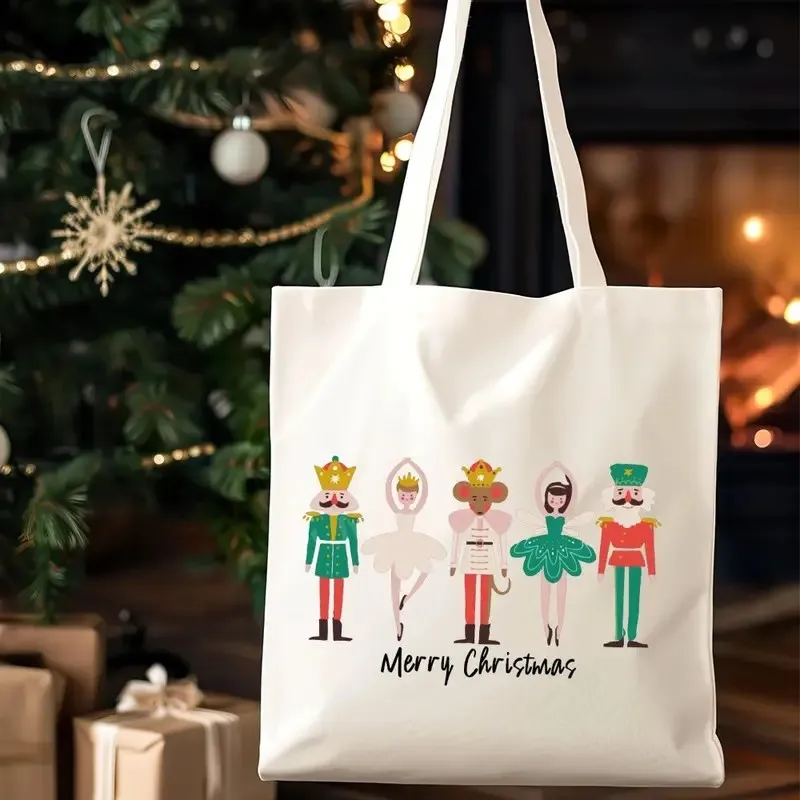 

Christmas Nutcracker Canvas Tote Bag Large Capacity Handbag for Outdoor, Picnic, Party, Travel Shopping with Toy Soldiers Print