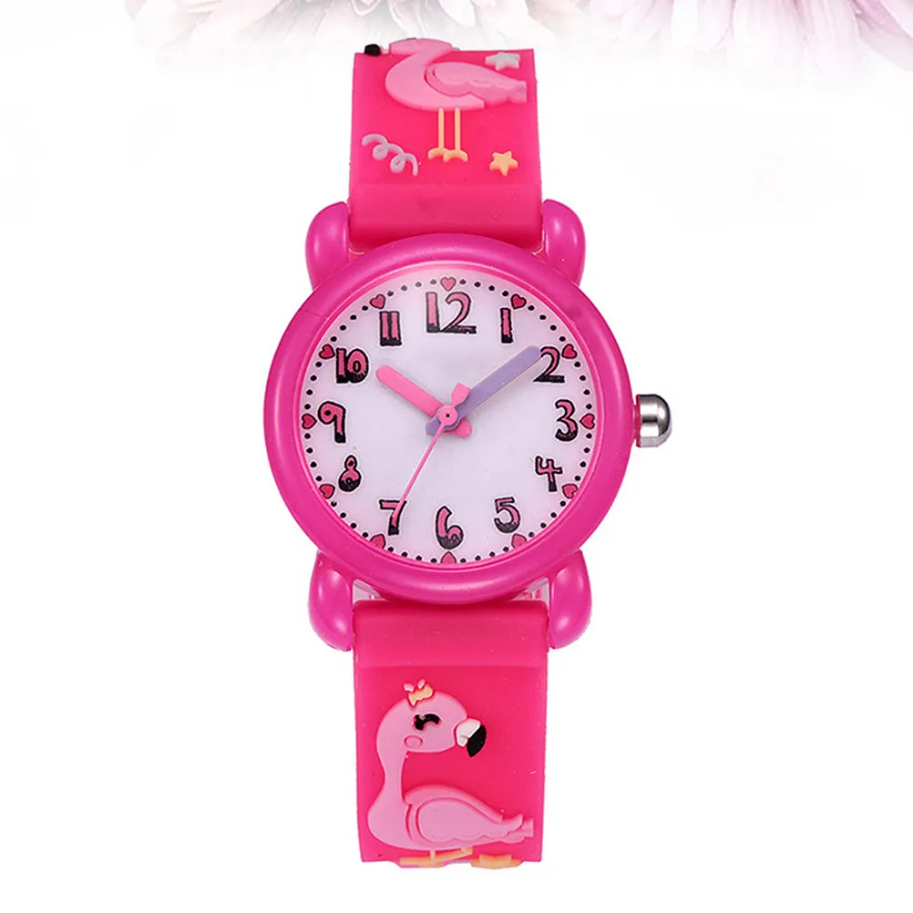 1Pcs Watch 3D Cartoon Flamingo Pattern Waterproof Light Pink Fashionable Wristband for Watch