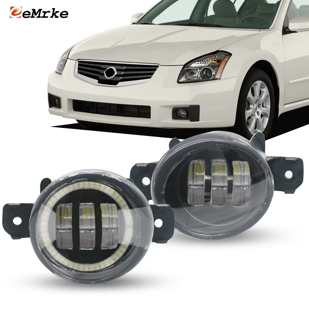 

Pair OEM Style LED or Halogen Fog Lights Angel Eye DRL For Nissan Maxima VI A34 2007 2008 Front Bumper Daytime Running Lamp