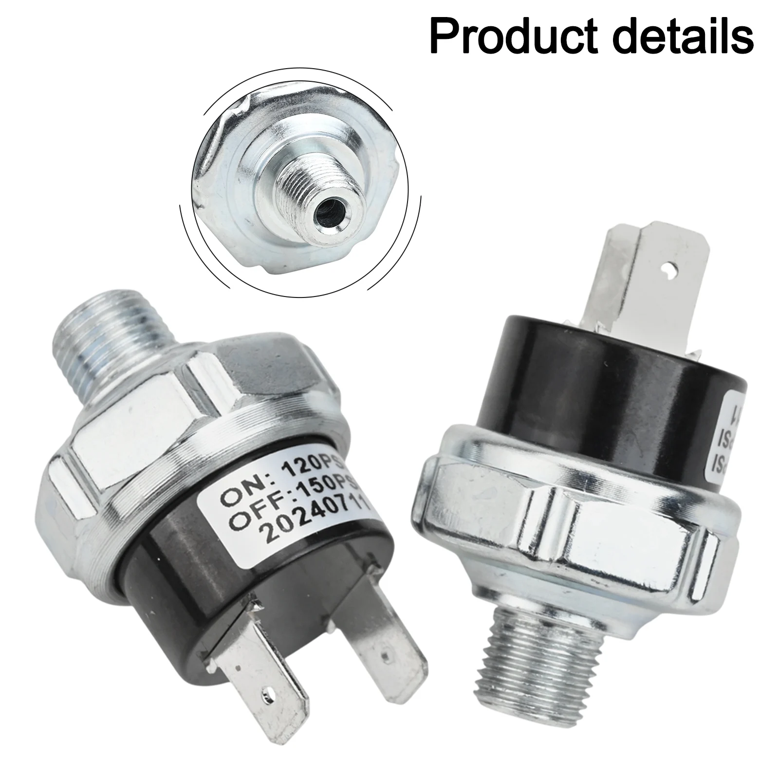 For Demanding Environments 120-150PSI Pressure Switch 12V 24V Pressure Control 1/8 Male NPT Port 14 Push-On Terminals