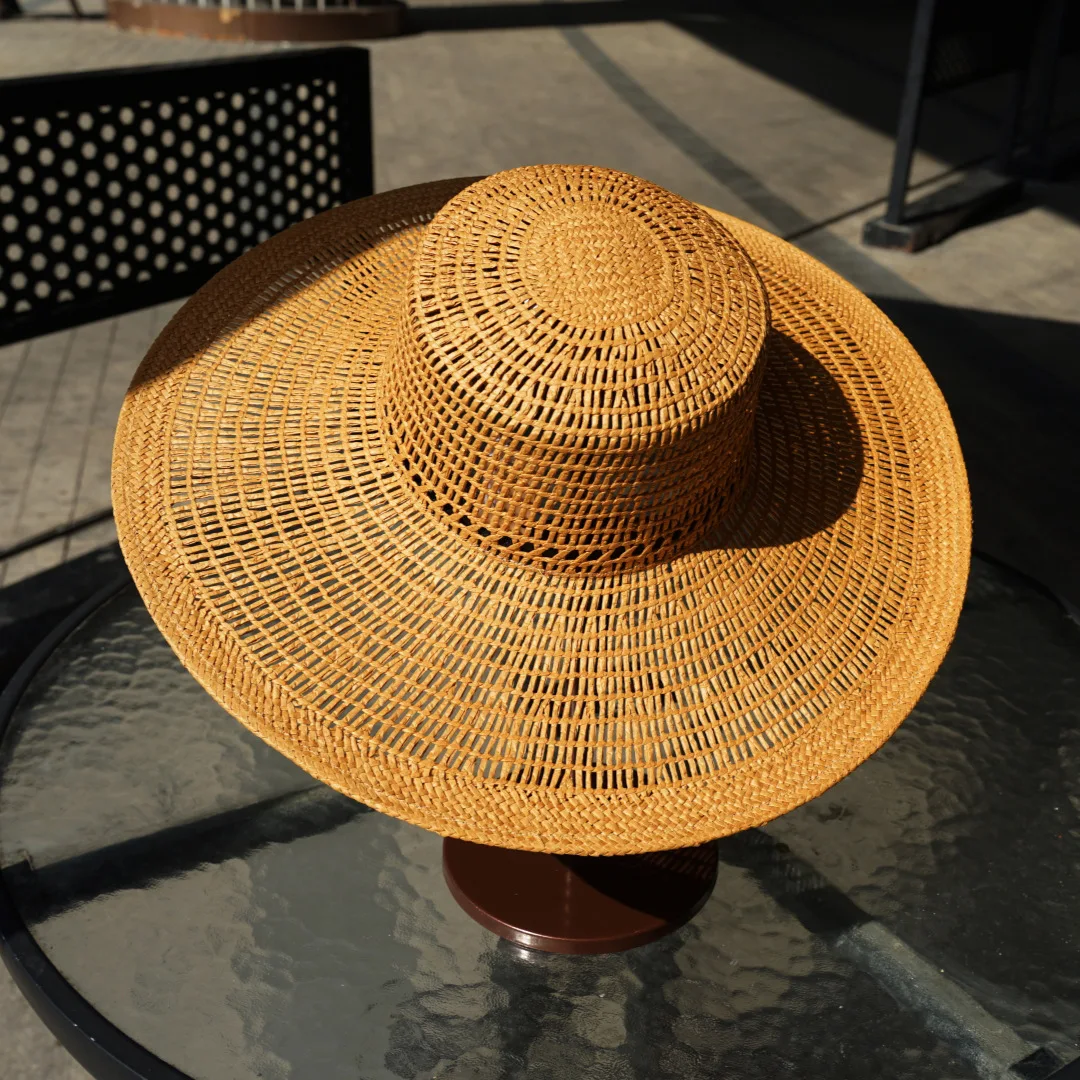 المرأة الصيف واقية من الشمس ظلة القش قبعة مريحة وتنفس نزهة عطلة قبعة الشمس التسوق السفر الترفيه قبعة الشمس #1
