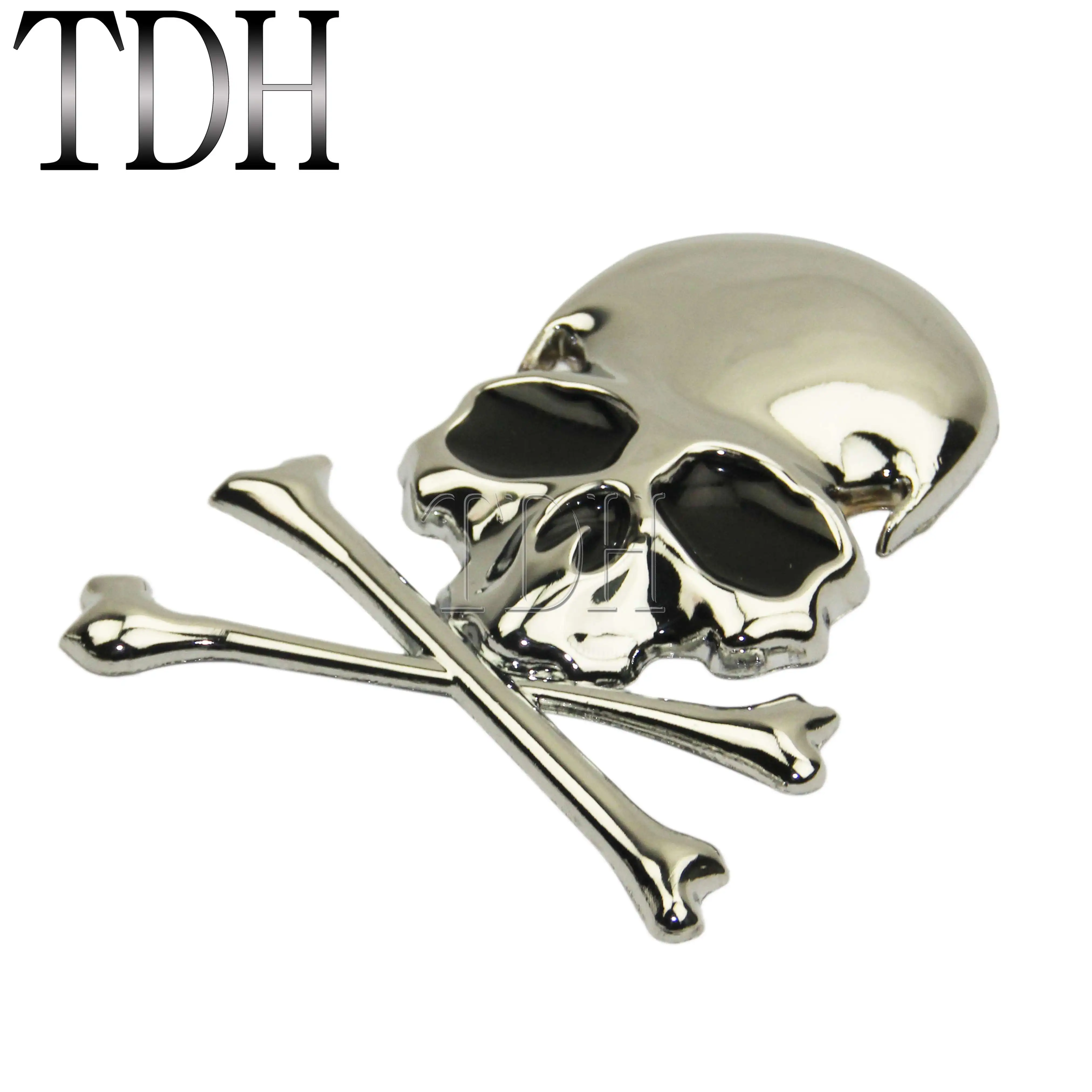 3D Chrome Metal Skull Skeleton Car Trunk Tailgate Emblems Badges Decal Sticker For Harley Chopper Bobber Custom Honda BMW Suzuki