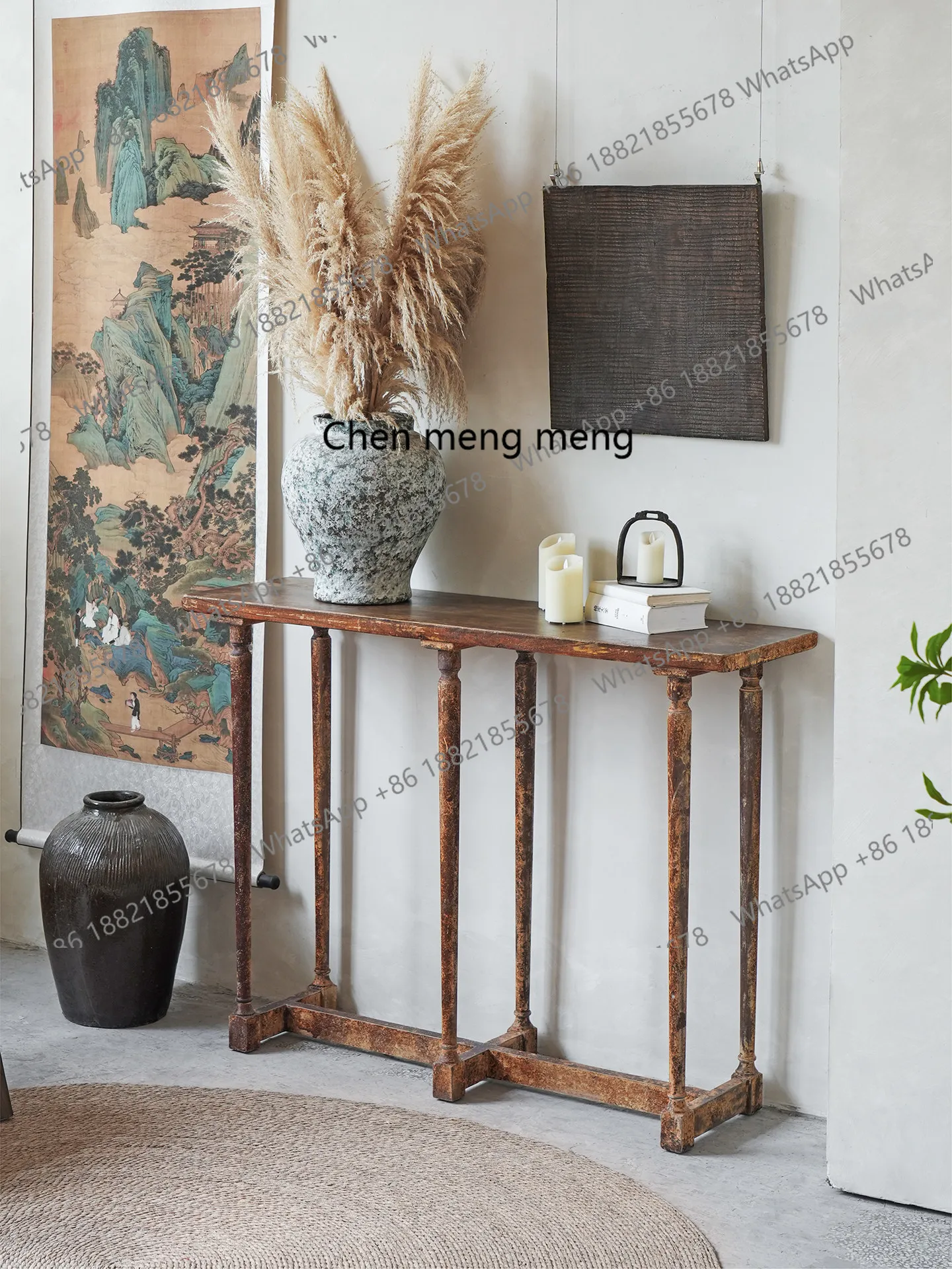 

Wabi Sandy Wind Solid Wood Lacquer Living Room Case Designer B & B Hotel Clubhouse Decoration Entrance Table