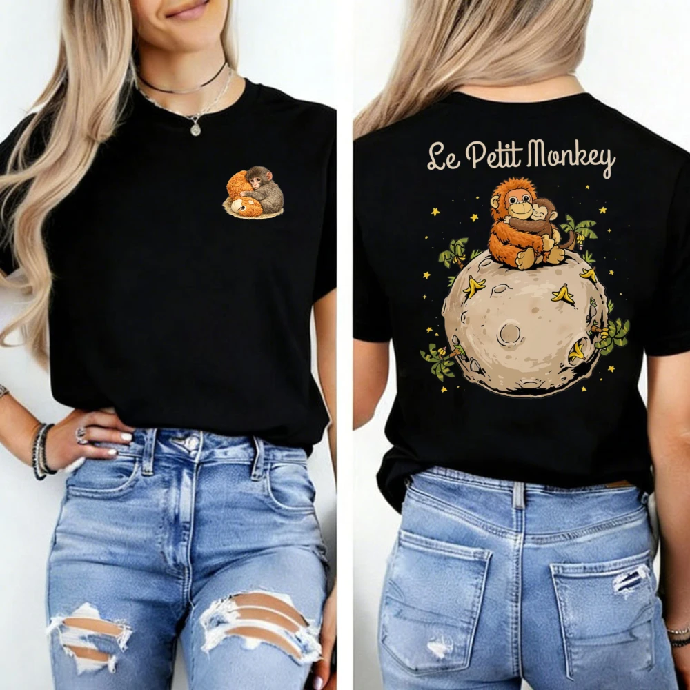 Team Punch Shirt Brave Japanese Macaque Kawaii Little Baby Monkey Plush T-Shirt Emotional Support Lovely Regular Short Sleeve