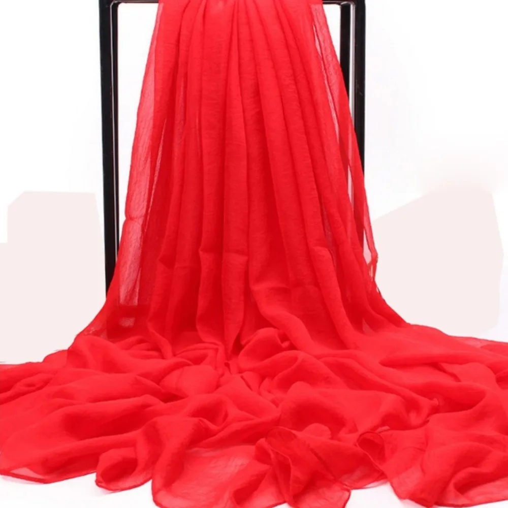 新しいシフォン生地スカーフ無地抗 UV ビーチスカーフマルチカラーソフトロングラップショールギフト