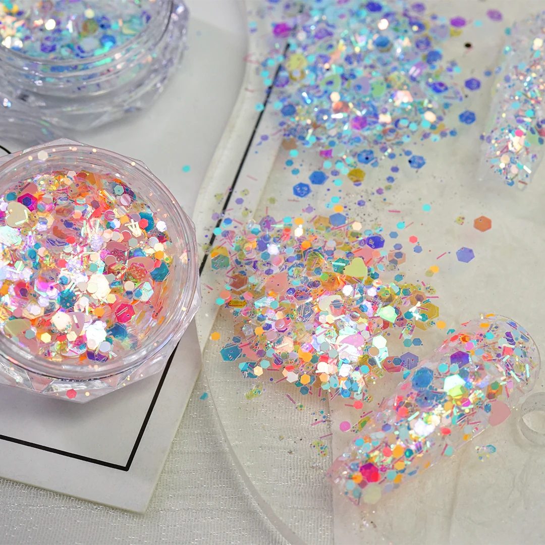 

Nail Glitter Flakes Sequins Design Reflective Sequins Powder for Nails Sparkly Mixed Paillette DIY Art Decorations Accessories