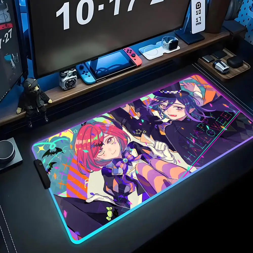 

Kokichi Ouma Mouse Pad RGB Gaming Mousepad Big LED Pad PC Desk Mat Luminous Mouse Pad Large Keyboard Mats Table Rug With Backlit