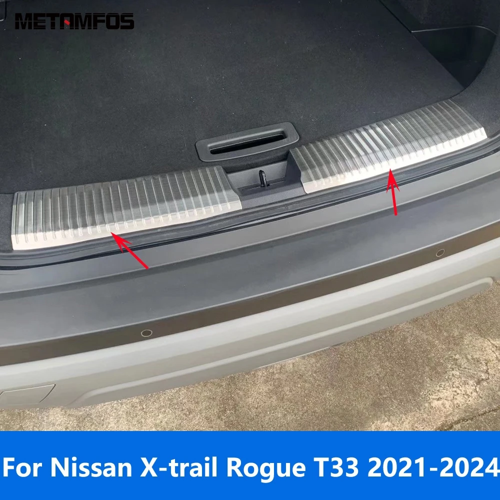 

Аксессуары для Nissan X-trail Xtrail Rogue T33 2021 2022 2023 2024, задняя пластина бампера багажника, защитная пластина на порог двери багажника