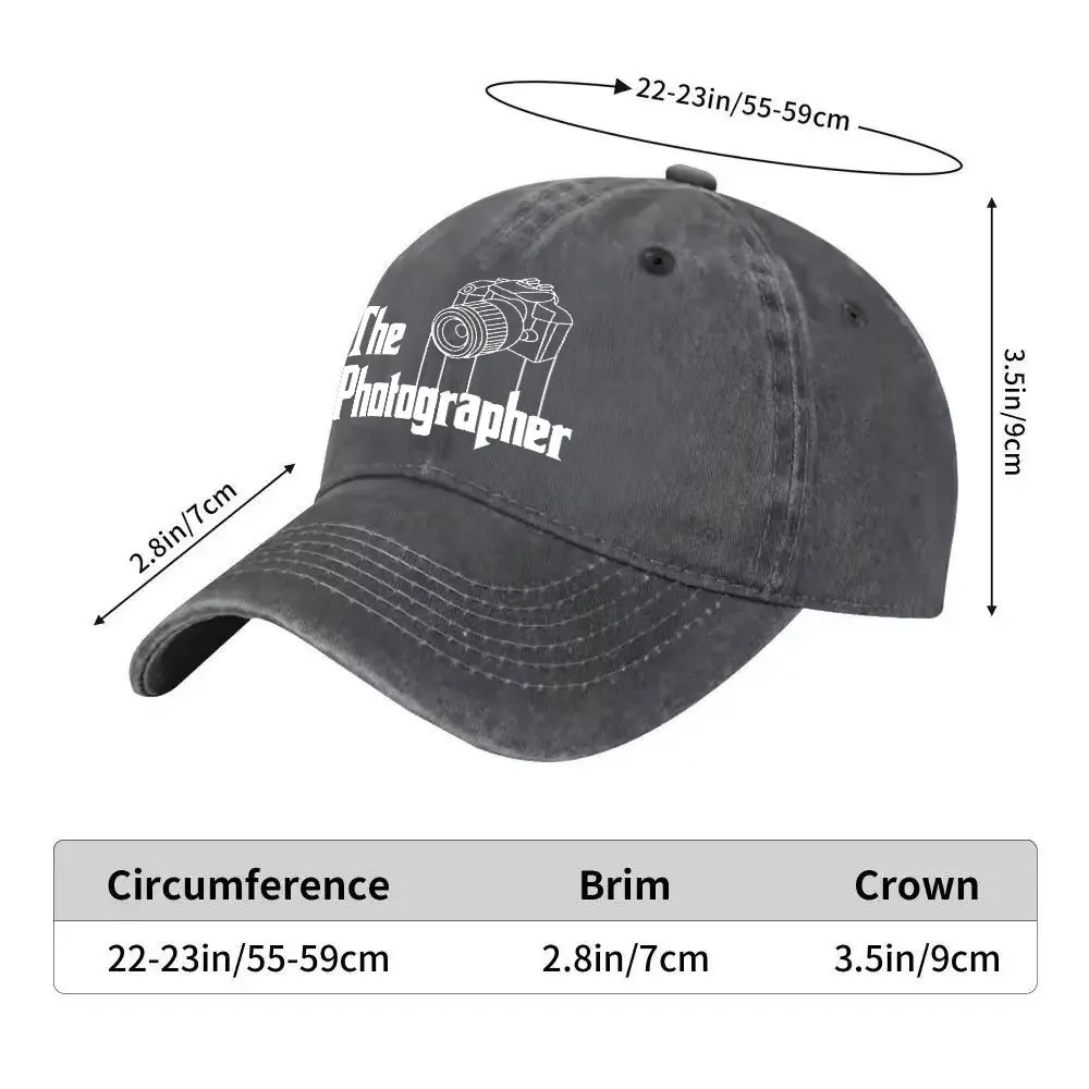 The Photographer Camera Print Washed Baseball Cap Unisex Casual Outdoor Sun Hat for Daily Commute