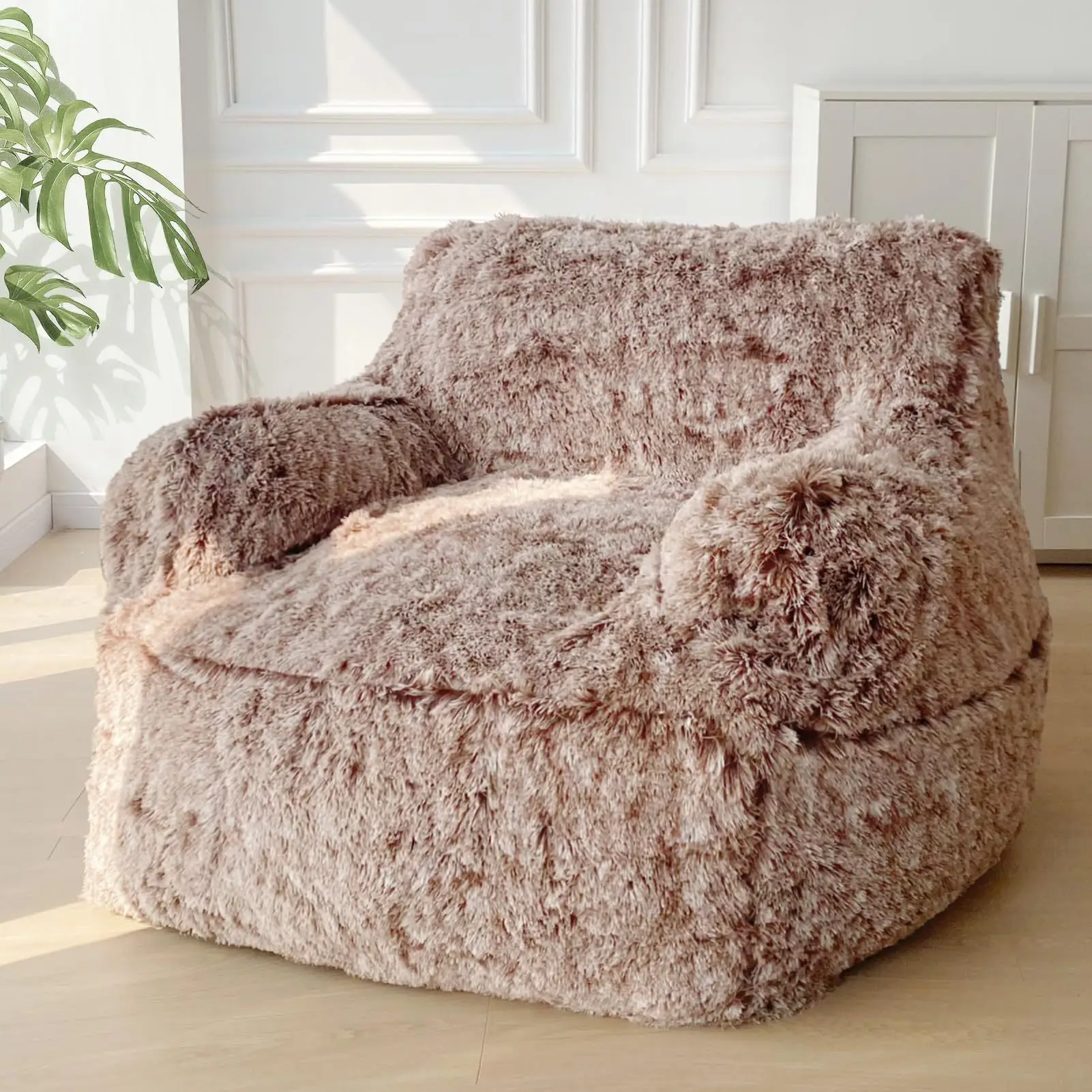 &Modern Minimalist Velour Upholstered Sofas Nordic-Style Small Living Room Armrest Compressed Sofas Single-Person Bean Bag Chair