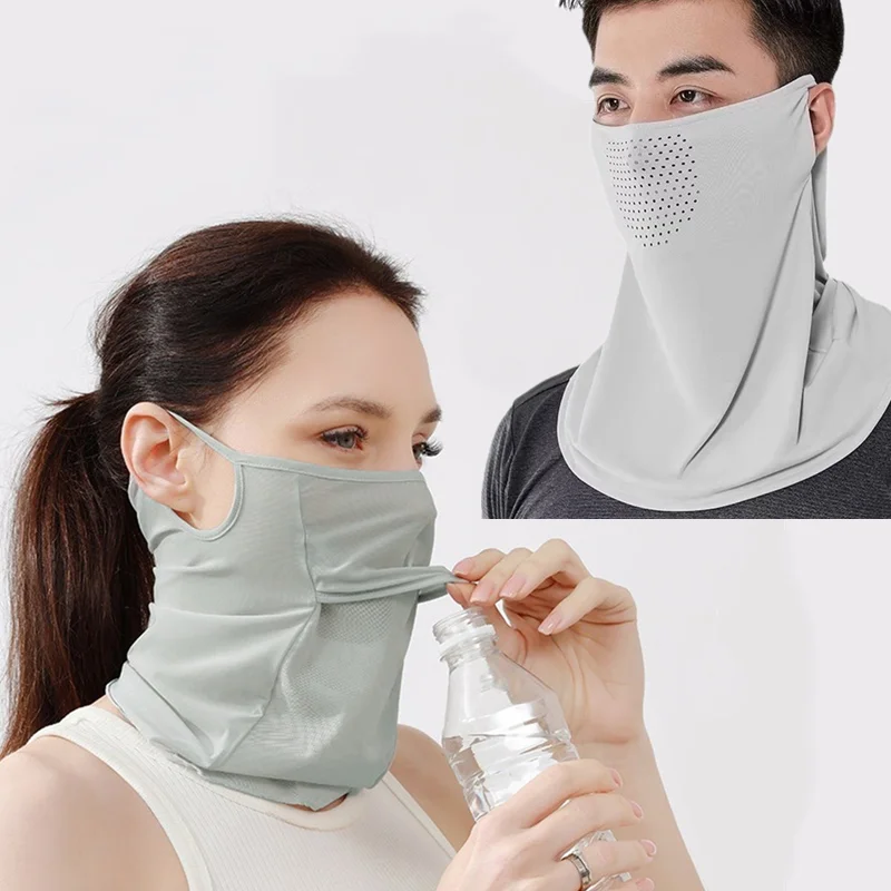 Unisex UV Protection Outdoor Neck Wrap Cover Sports Sun Proof Bib Ice Silk Mask Face Cover Neck Wrap Cover Sunscreen Face Scarf