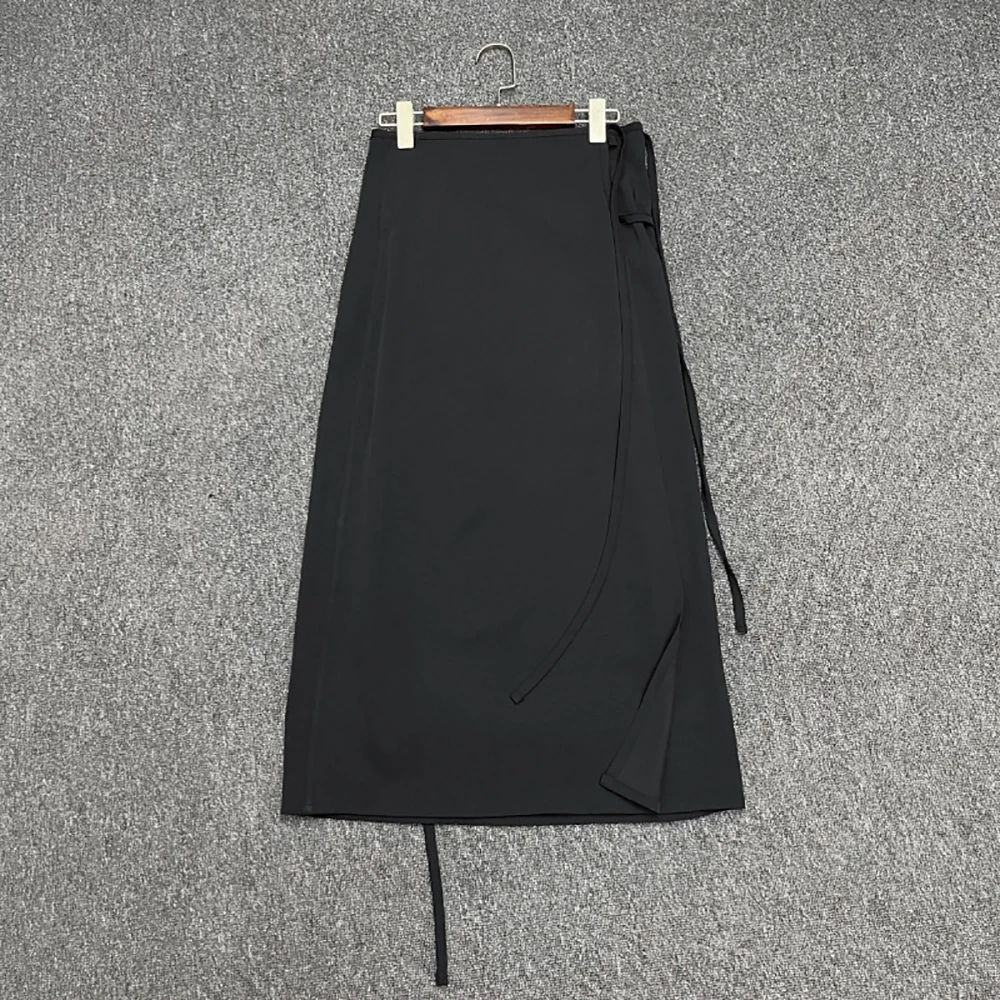 Wool Blend Wrap Tie Half-body Skirt Women, 2026 Spring New Simple Elegant Commuter Draped Wrap Long Skirt Y2k