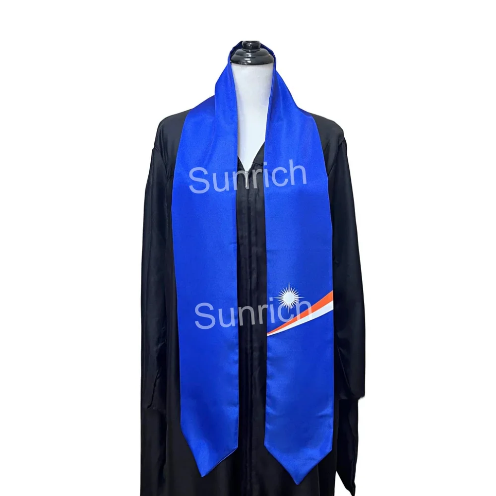 Marshall Islands Flag Graduation Stole Satin Fabric Students Academic Dress Accessory  Graduation Sash