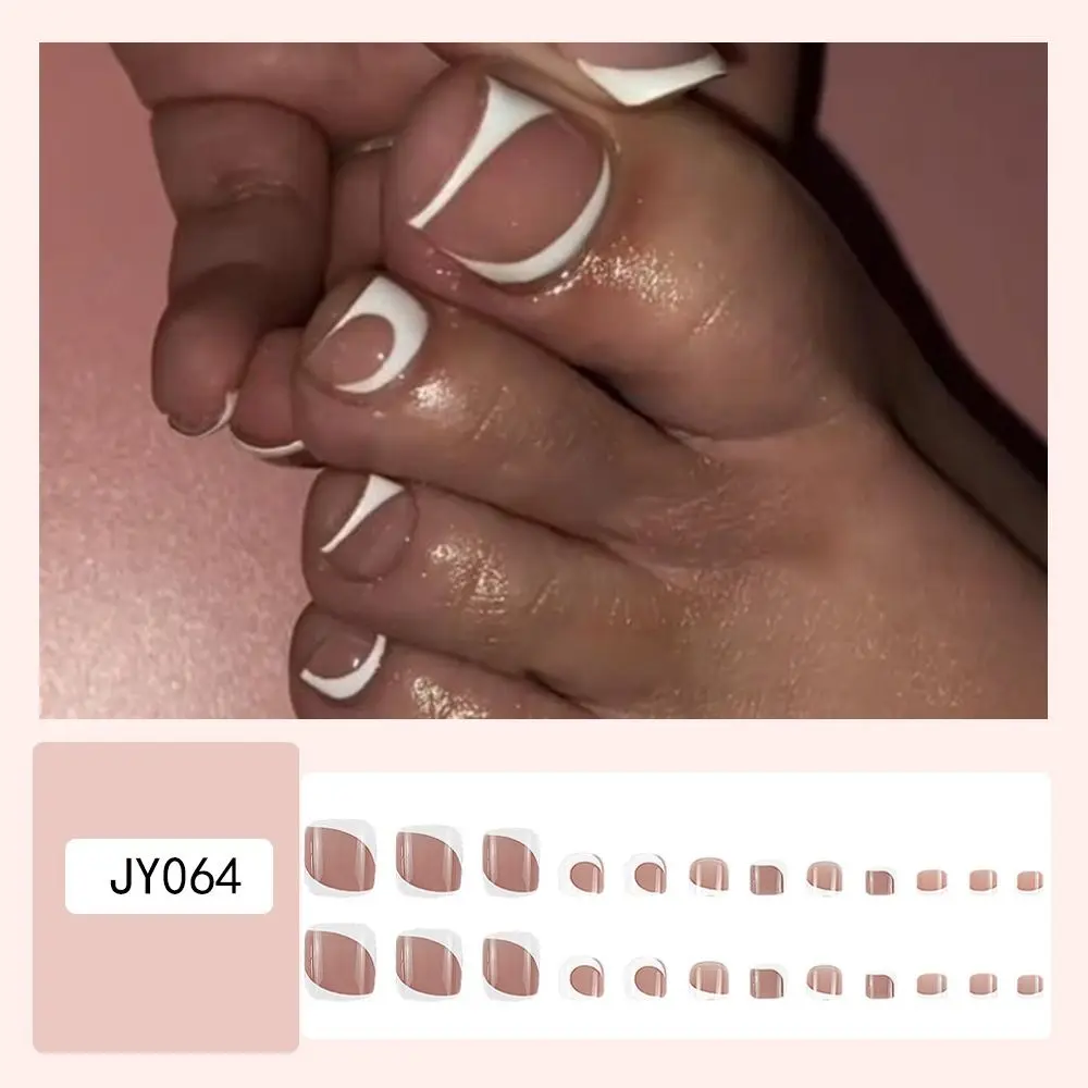Fashion Wearable Manicure Fake Toenails Square Head Short Length Foot Nail Tips Faux Fingernails Full Cover False Toe Nails Girl