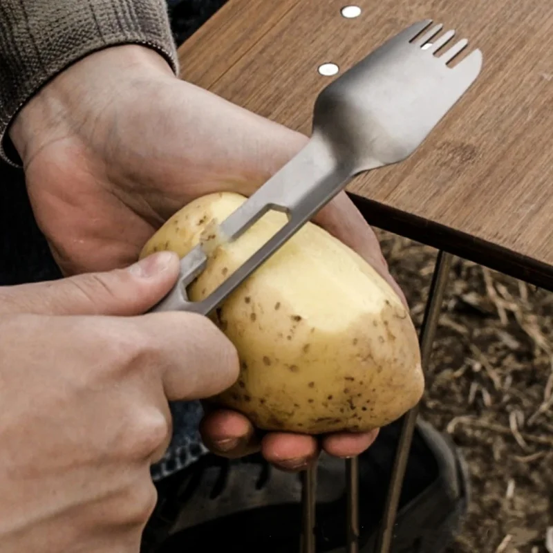 Offre Spéciale – Ensemble de Couverts en Titane (Fourchette, Cuillère, Couteau) Portable et Ultraléger pour Pique-nique en Extérieur, Camping, Randonnée, Voyage et Vaisselle de Cuisine