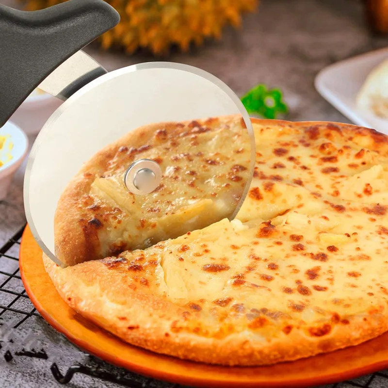 Stainless Steel Pizza Cutter Knife Single Wheet Roller Pizza Scissors Waffle Cookies Pastry Cake Cutting Tools Kitchen Bakeware