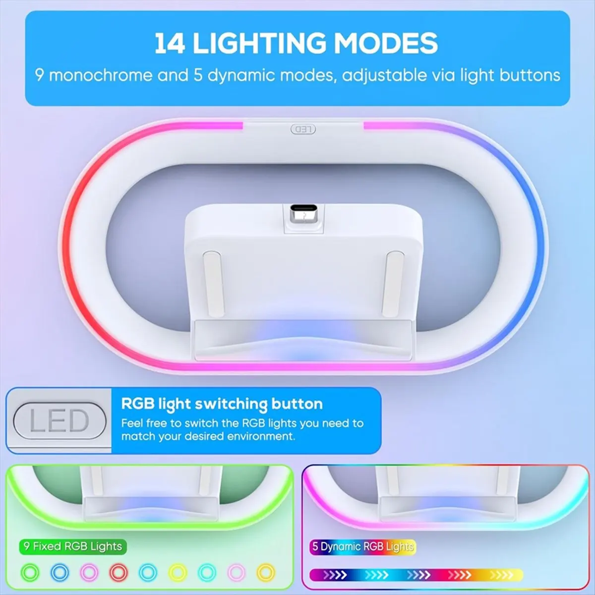 Charging Dock Station for Portal, Charger Stand for Portal with RGB Light and USB C Charging Cable-AD23 view 5