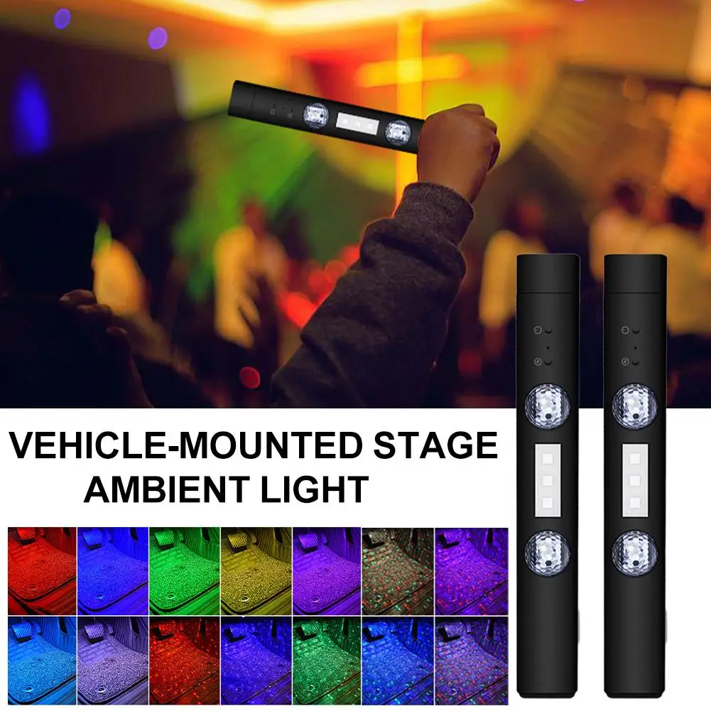 

LED Car Roof Star Light USB Charing 5V RGB Rhythm Atmosphere Auto Control Light Party Interior Remote Flashing Wireless Lig K8J3