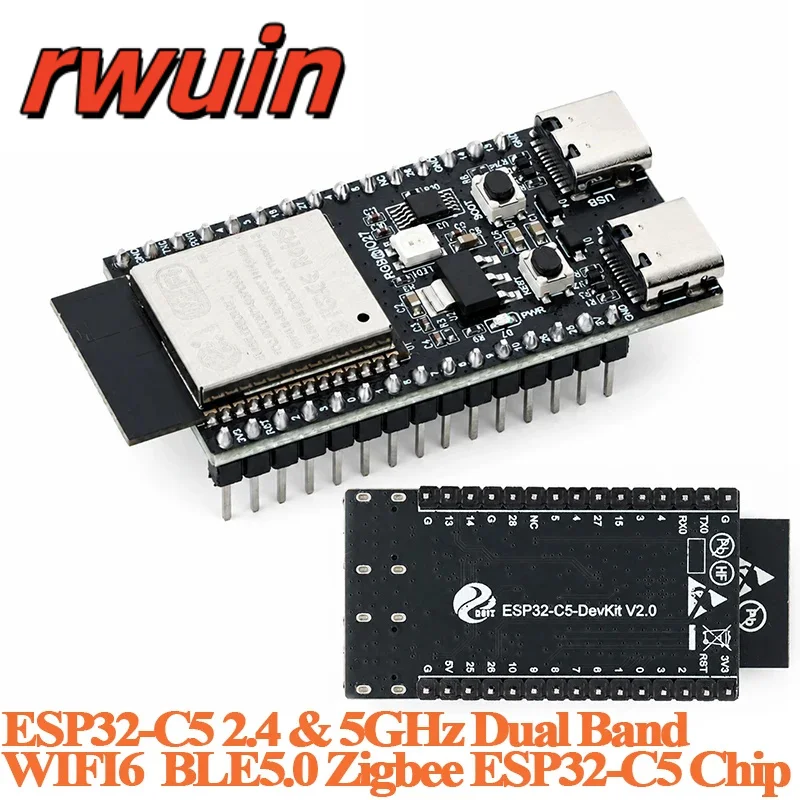 2pcs/1pc ESP32-C5-DevKit ESP32C5 Development Board Module 2.4G 5GHz Dual Band WIFI6 Bluetooth-Compatibe BLE5.0 Zigbee ESP32-C5