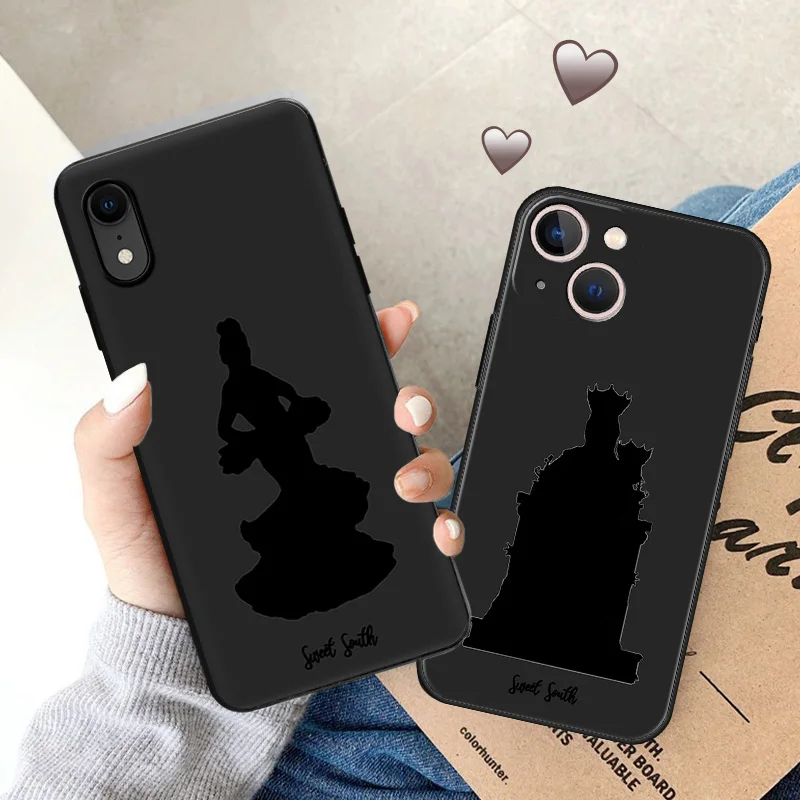 Phone Case for Apple iphone 16 Pro 15 12 11 13 Mini 14 Plus SE XR X XSMax King Knight Flamenco Dancer Soft Black Anti-Drop Cover