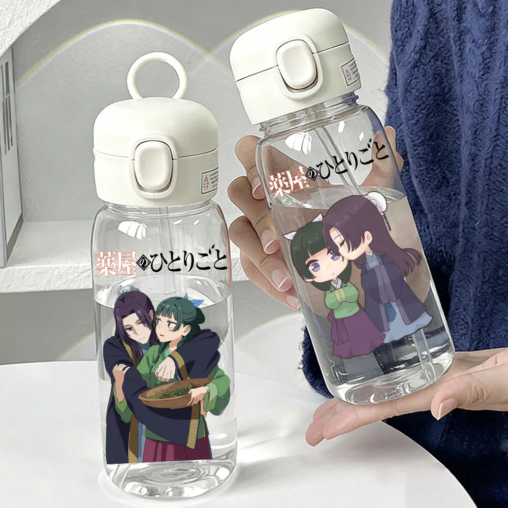 The Apothecary Diaries CatCat 600ml Cartoon Plastics Transparent Straw Water Cup Outdoor Large Capacity Sports Water Bottle