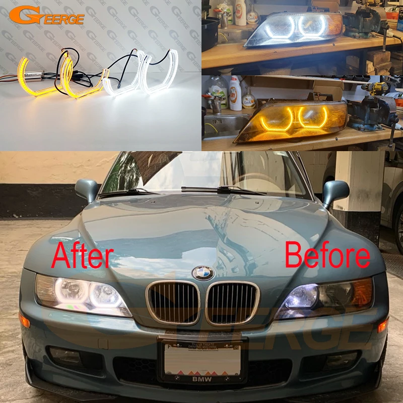 

For BMW Z3 Roadster Coupe Convertible 1999 2000 2001 2002 Ultra Bright Day Light Turn Signal DTM Style Led Angel Eyes Halo Rings