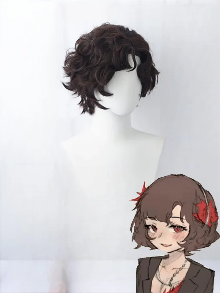 Game Reverse:1999 Anime Schneider Cosplay Wig Women Men Role Play Wig Brown Black Natural Short Curly Hair