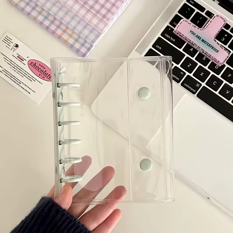 A7 Widening Double Button Transparent PVC Soft Cover Binder Cover Journal Sketchbook Accessories Diary Office Supplies - Image 17