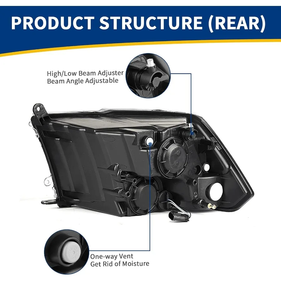 مجموعة مصابيح أمامية متوافقة مع 20092018 دودج رام 1500 20102018 دودج رام 2500 3500 20192022 رام 1500 شاحنات بيك اب كلاسيكية #3
