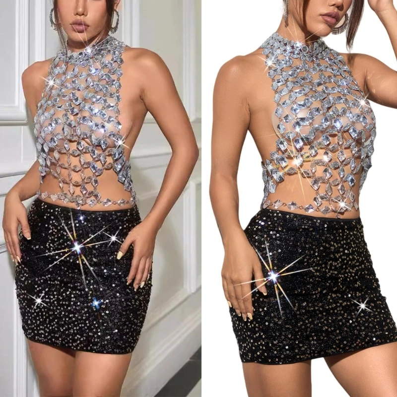 

hot Alluring Backless Metal Chains Jewelry Unique Backless Gemstones Body Chain Jewelry Accessory For Fashionable Night Outs