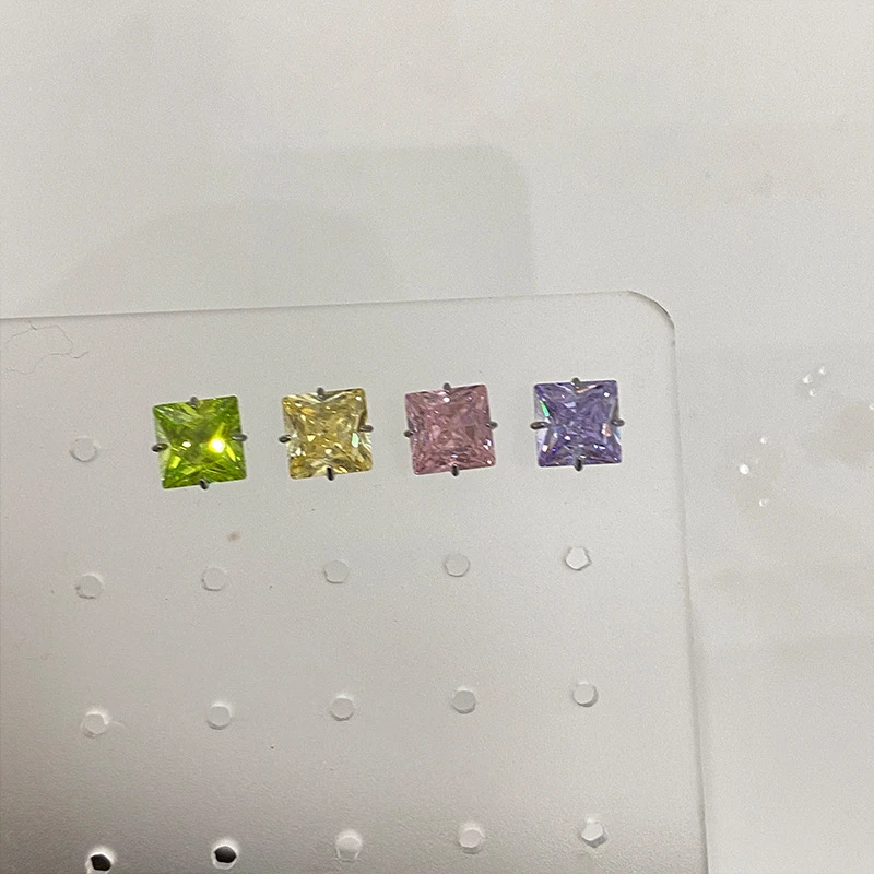1PCS Shiny Chromatic Square Zircon 316L Stainless Steel 1.2mm Annular Ear Bone Nail Earring for Women Y2K Auricle Accessories