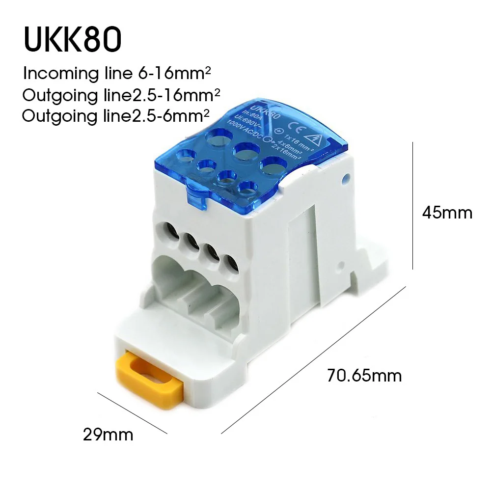 Distribution Unipolar Junction Branch line Box Wire Electrical Connector Din Rail Terminal Block UKK 80A/125A/160A/250A/400/500A