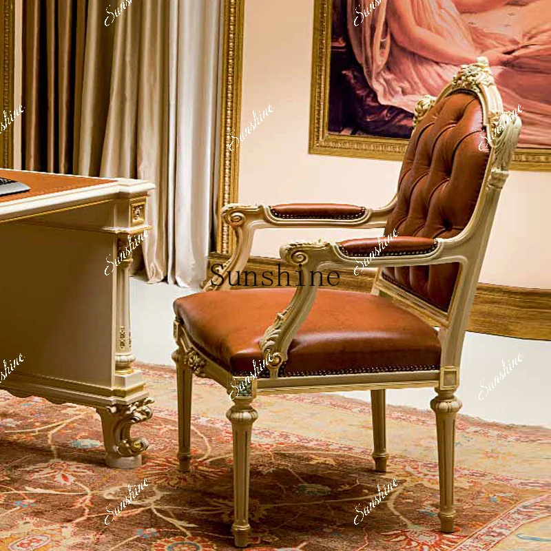 French desk luxury gold painted solid wood computer desk big desk  FT