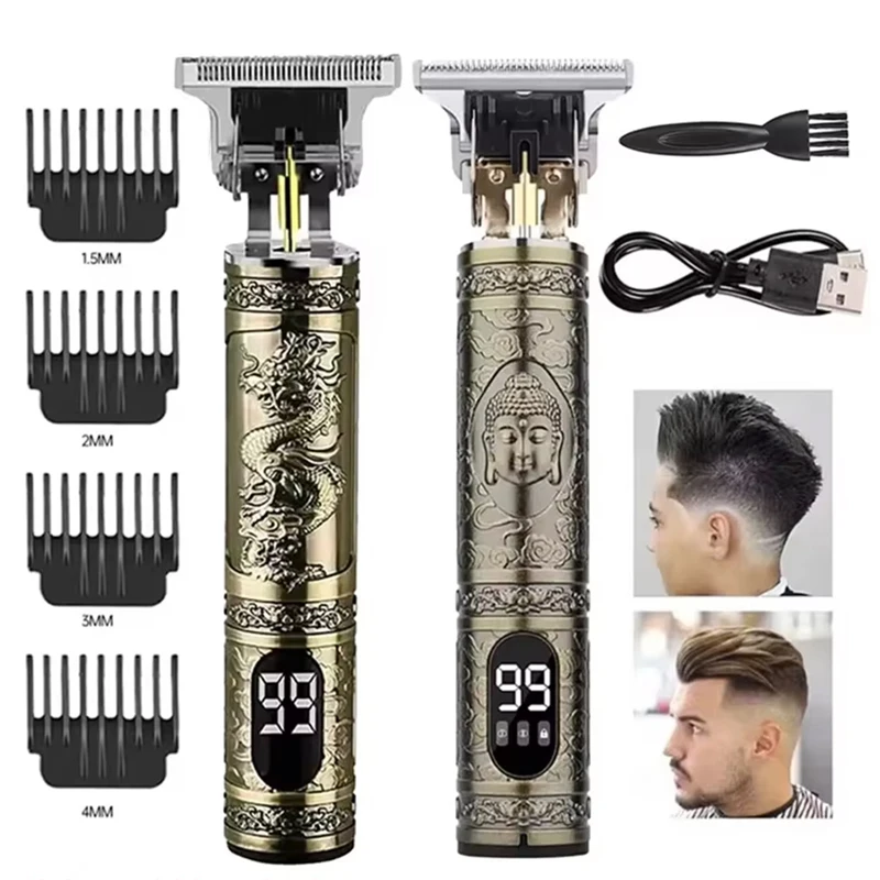 T9 LCD Electric Hair Clipper Oil Shaving Head Electric Pusher Carving Electric Shaver Rechargeble Hair Trimmer for Men Care